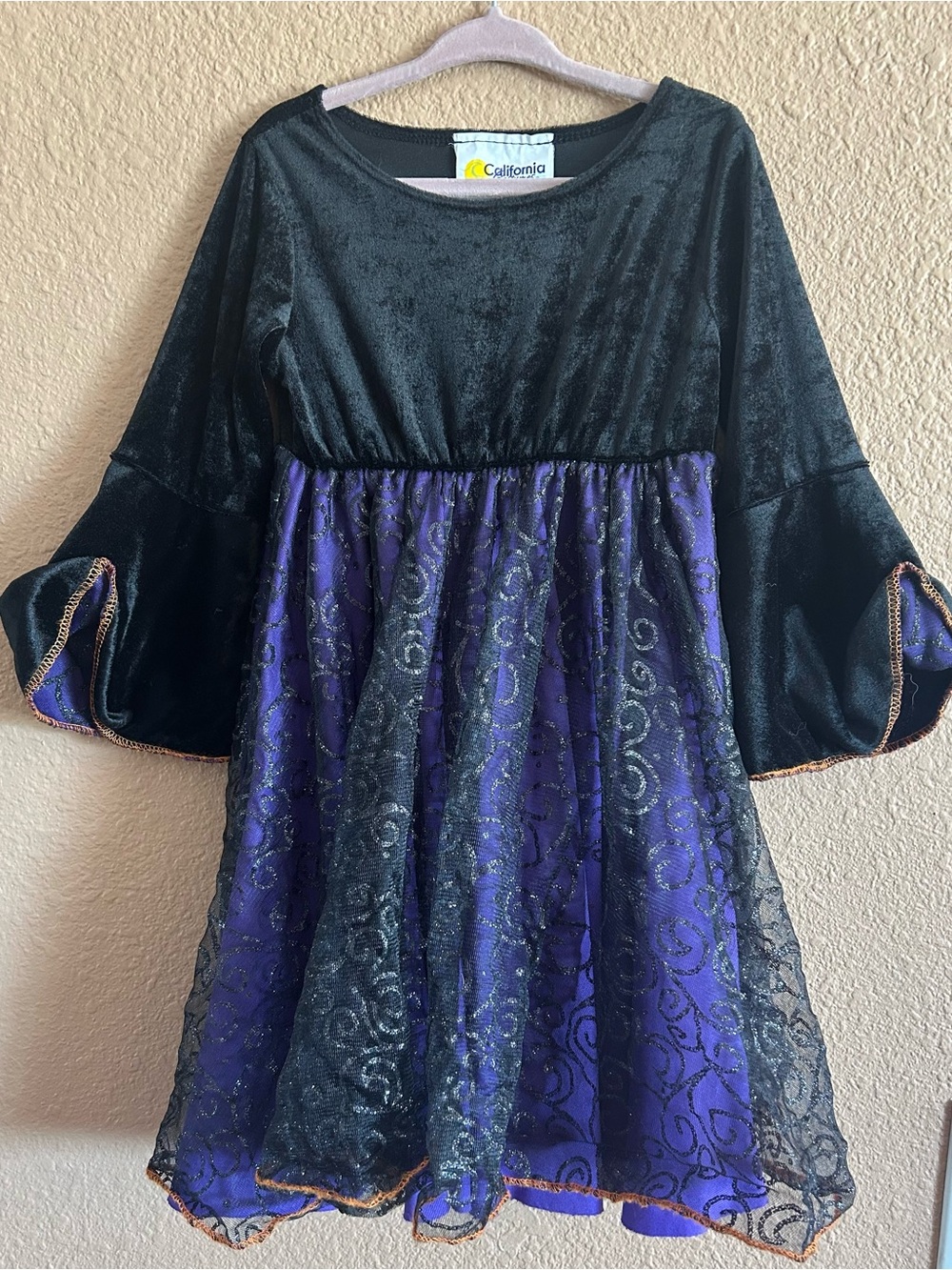 California Costumes Black and Purple Velvet Lace Party Dress